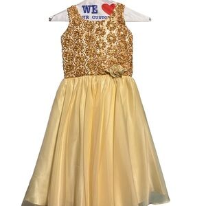 Gold and Yellow Floral Embellished Dress